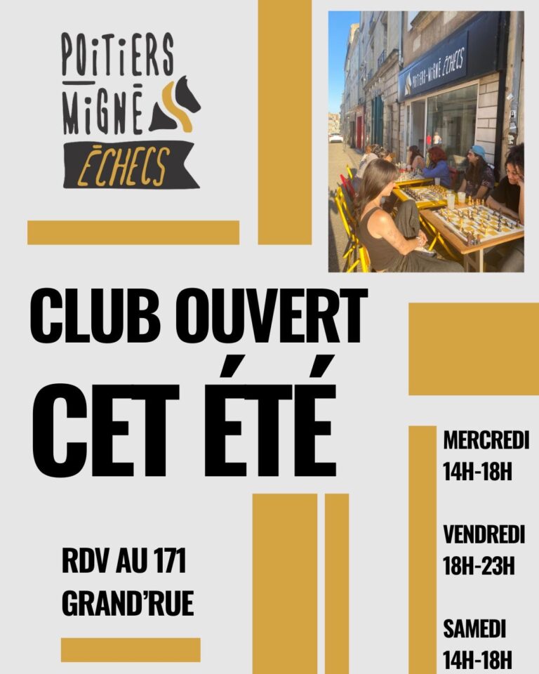 Pendant Juillet et Aout le club de Poitiers-Migné reste ouvert pour vous accueillir