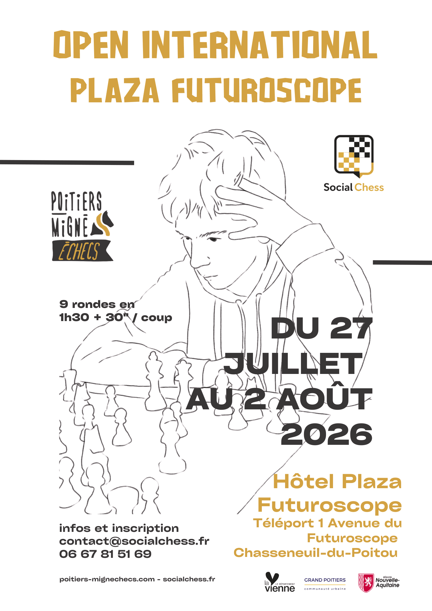 1er open international de Grand Poitiers - Tournoi d'échecs de Parties Lentes organisé par Poitiers-Migné Échecs à l'Hôtel Plaza du Futuroscope